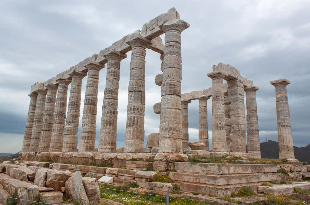 The Historical Temple Of Poseidon Background