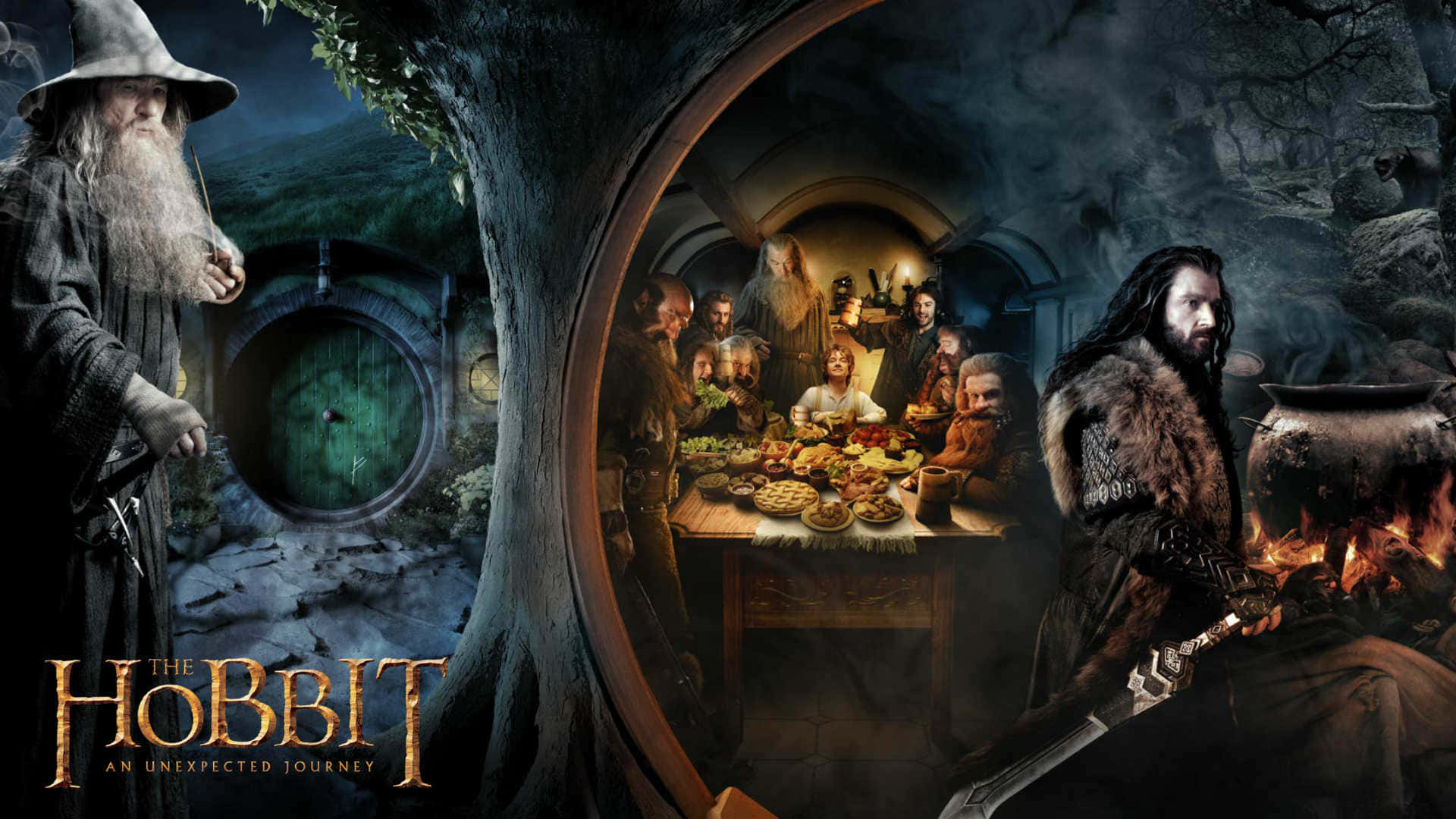 The Hobbit An Unexpected Journey Movie Collage Background
