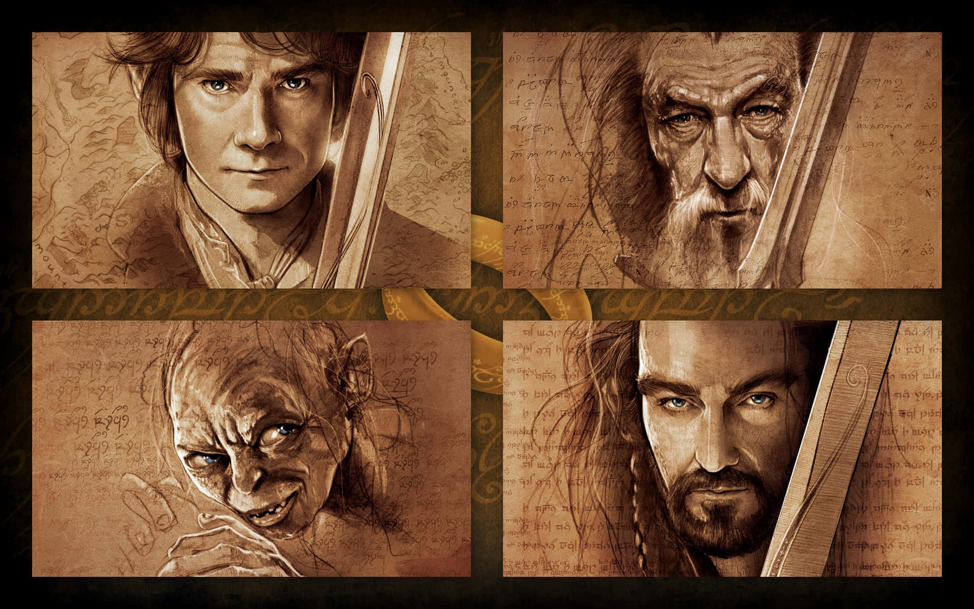 The Hobbit Character Collage Background