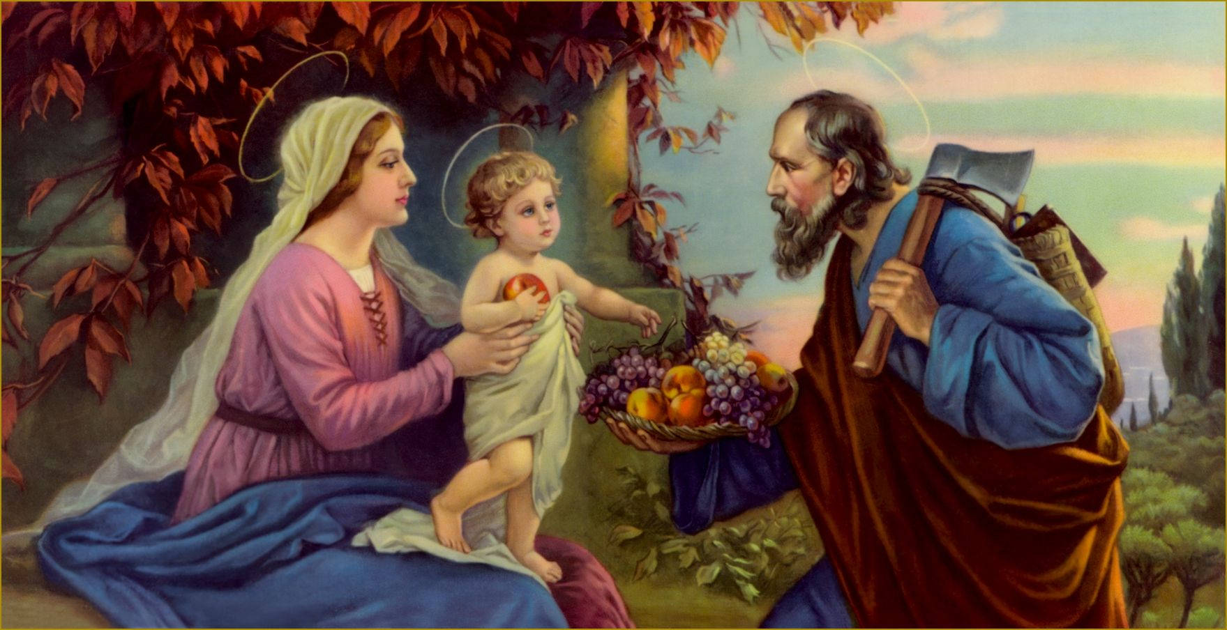 The Holy Family With Fruit Basket Background