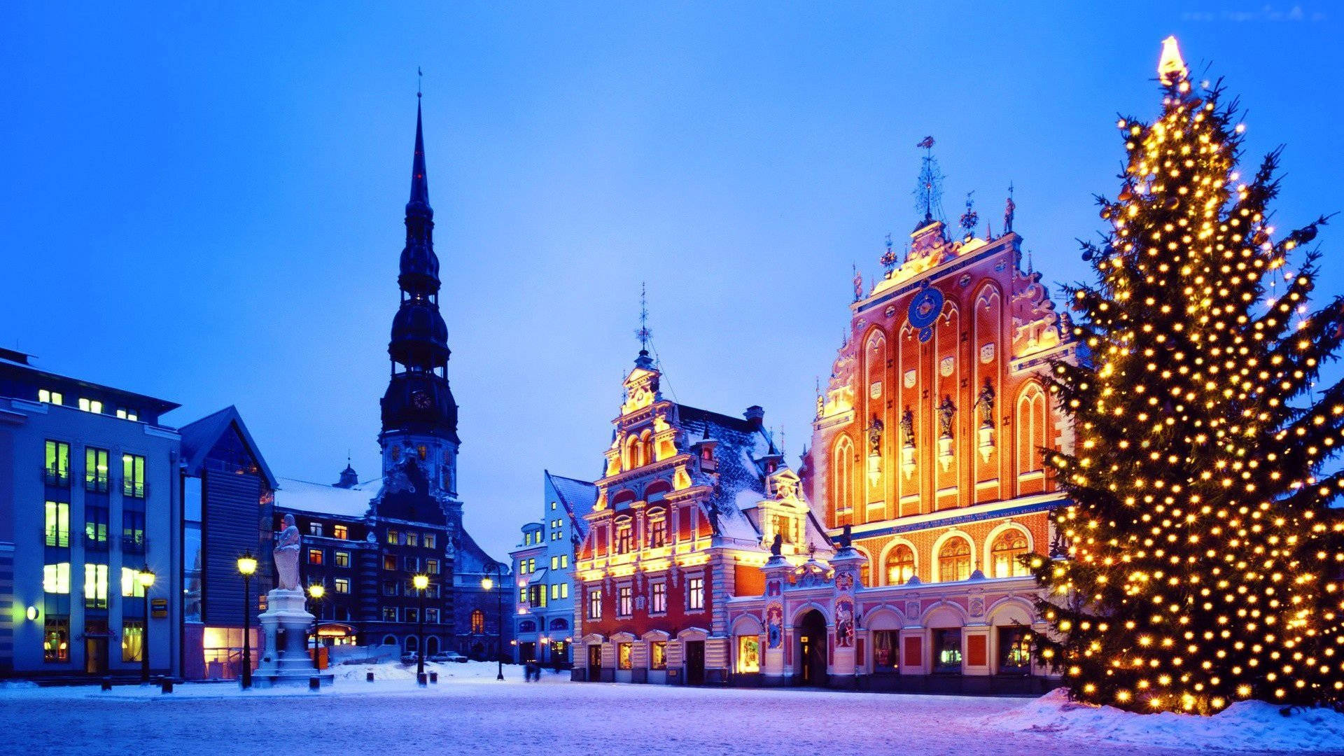 The House Of The Blackheads Museum In Riga Background