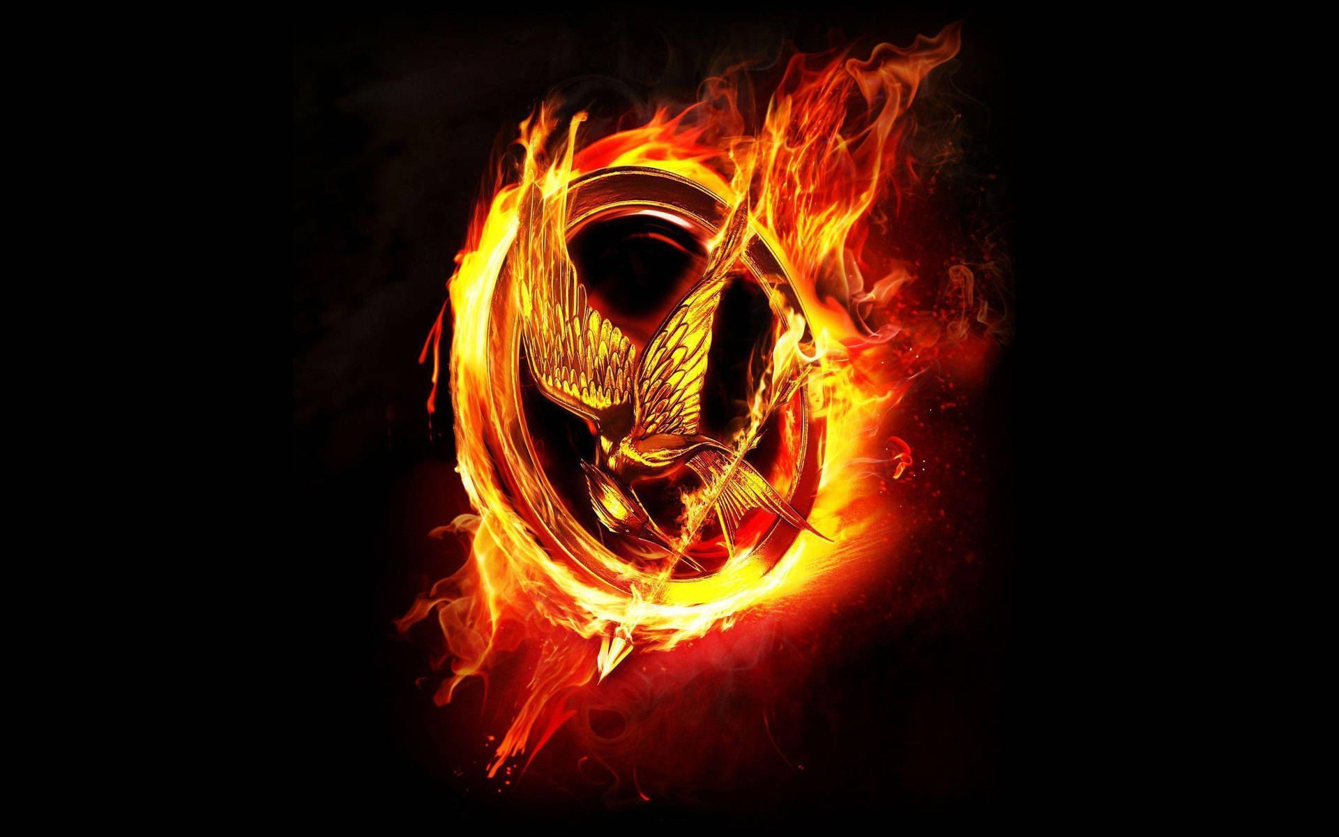 The Hunger Games Flaming Logo Background