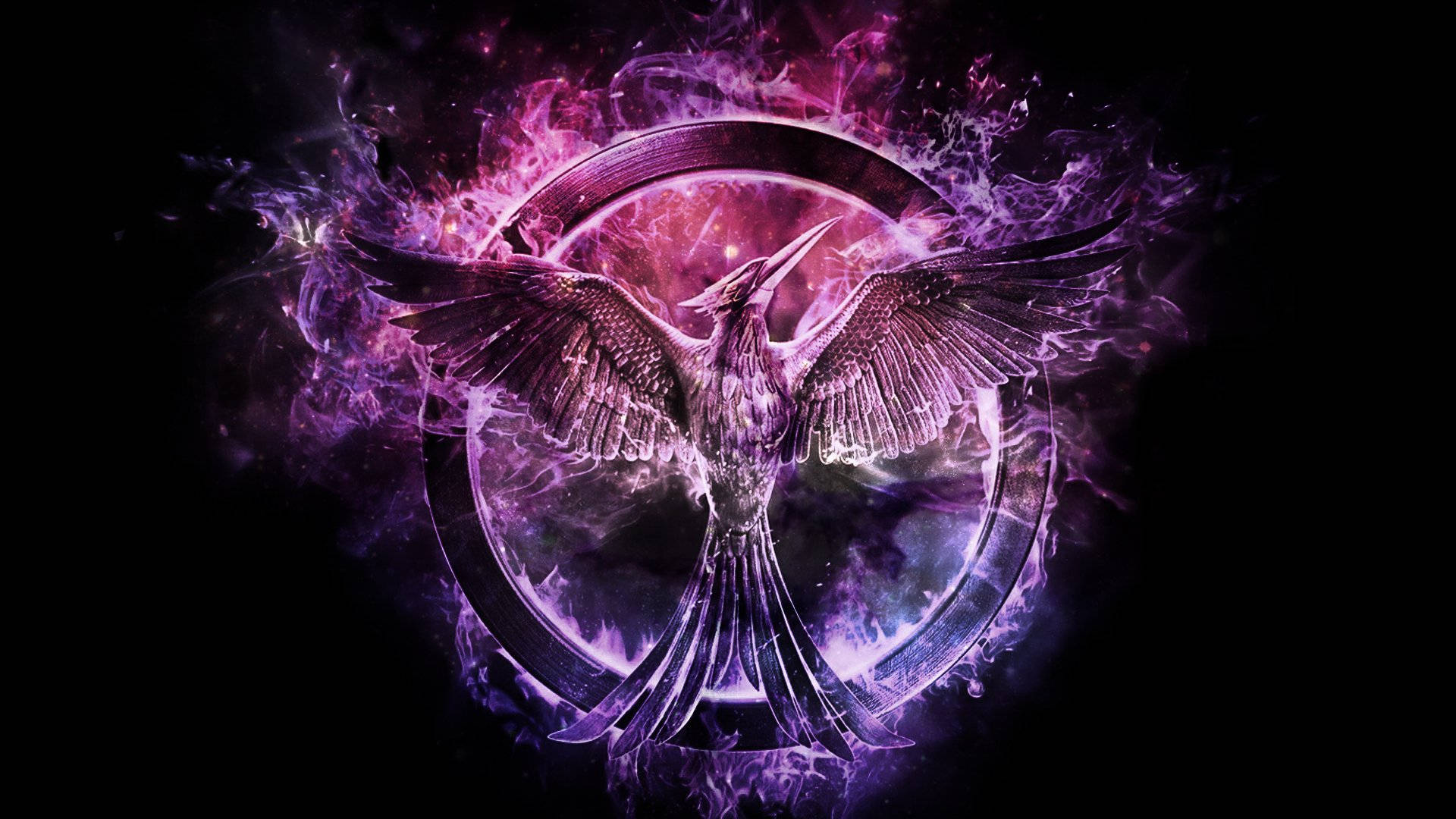 The Hunger Games Purple Logo Background
