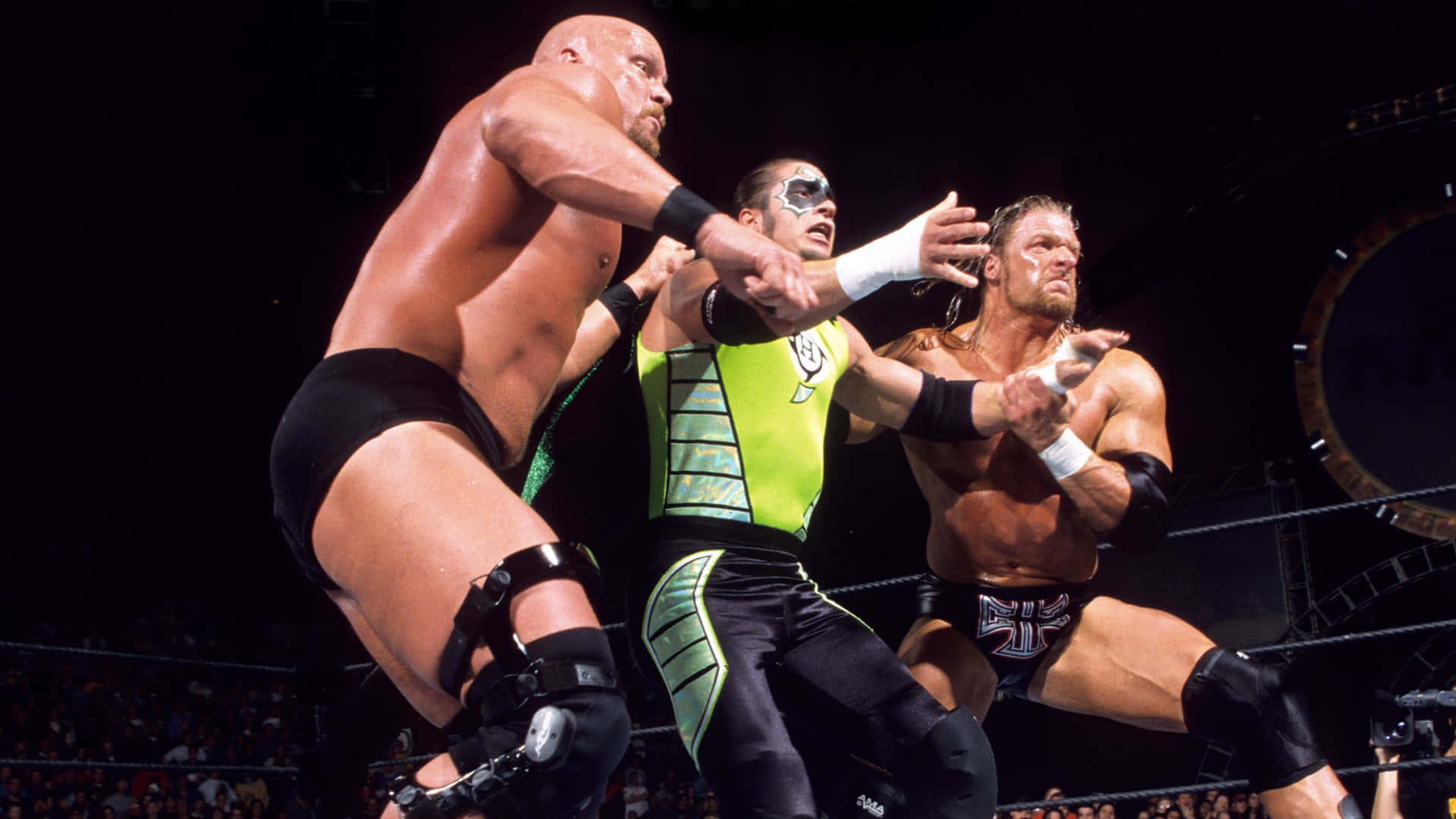 The Hurricane Defeated By Steve Austin And Triple H Background