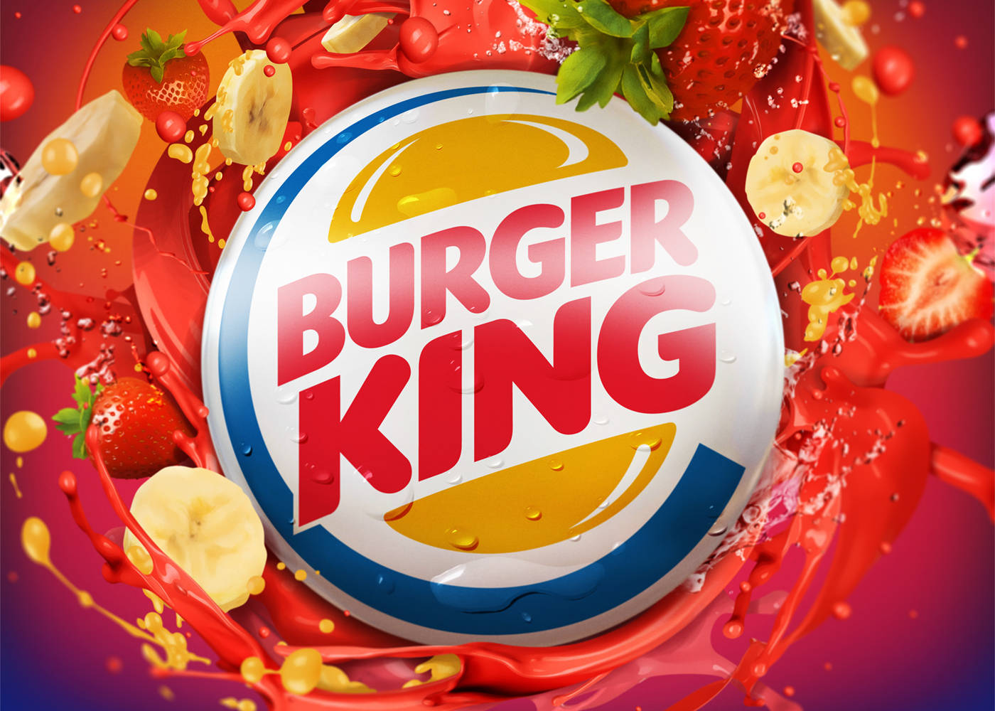 The Iconic Burger King Logo Against A Vibrant Red Background Background