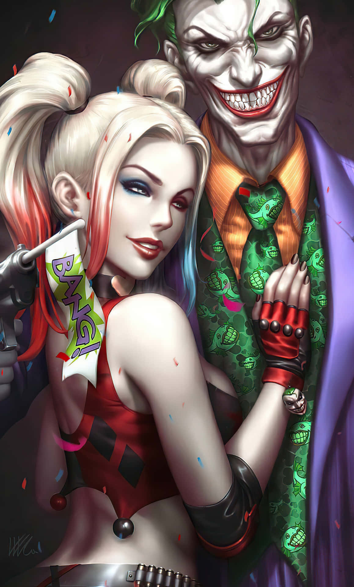 The Iconic Couple Of The Suicide Squad: Joker And Harley Quinn. Background