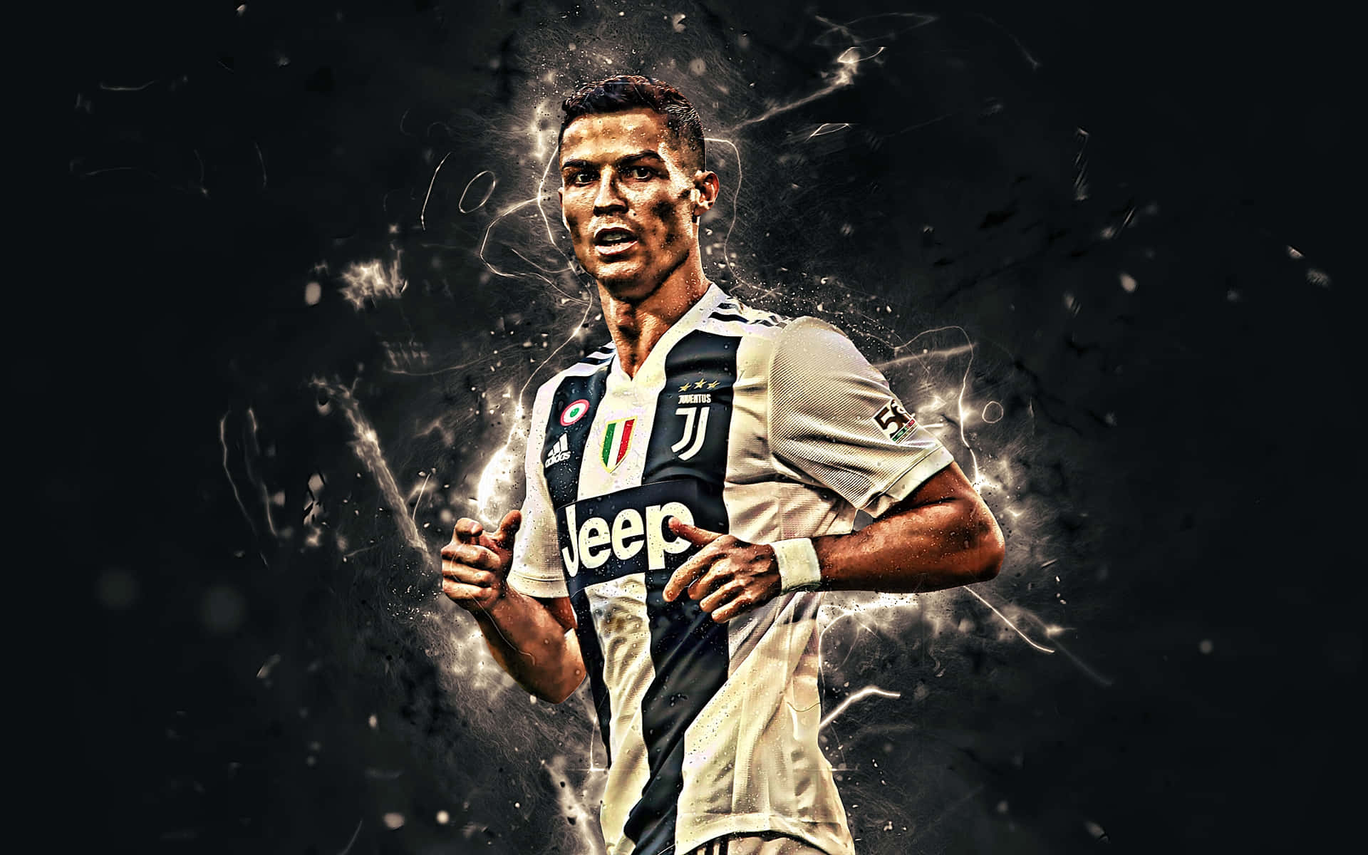 The Iconic Cristiano Ronaldo In Mid-stride Background