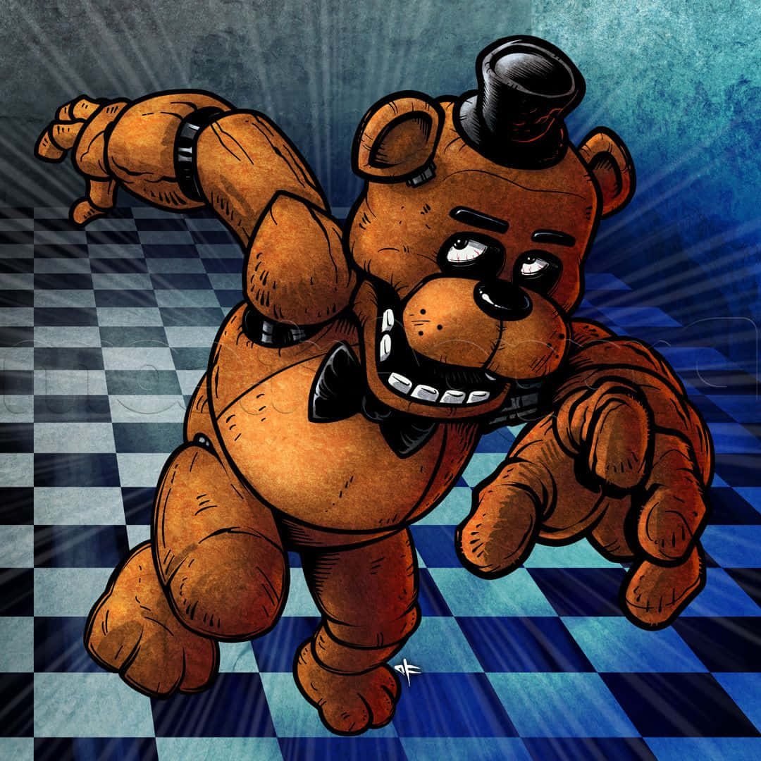 The Iconic Freddy Fazbear Posing In His Element Background