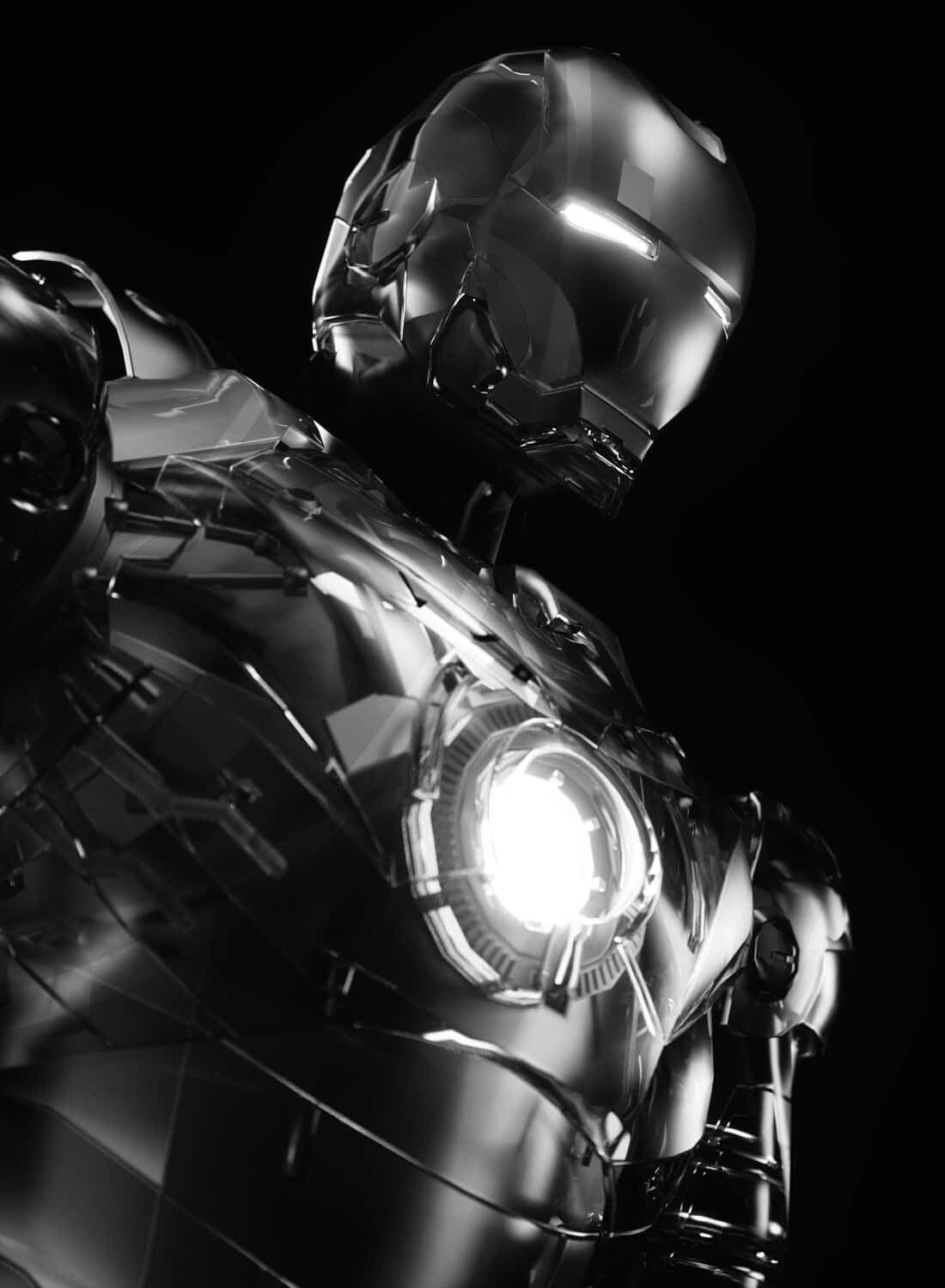 The Iconic Iron Man In Black And White. Background