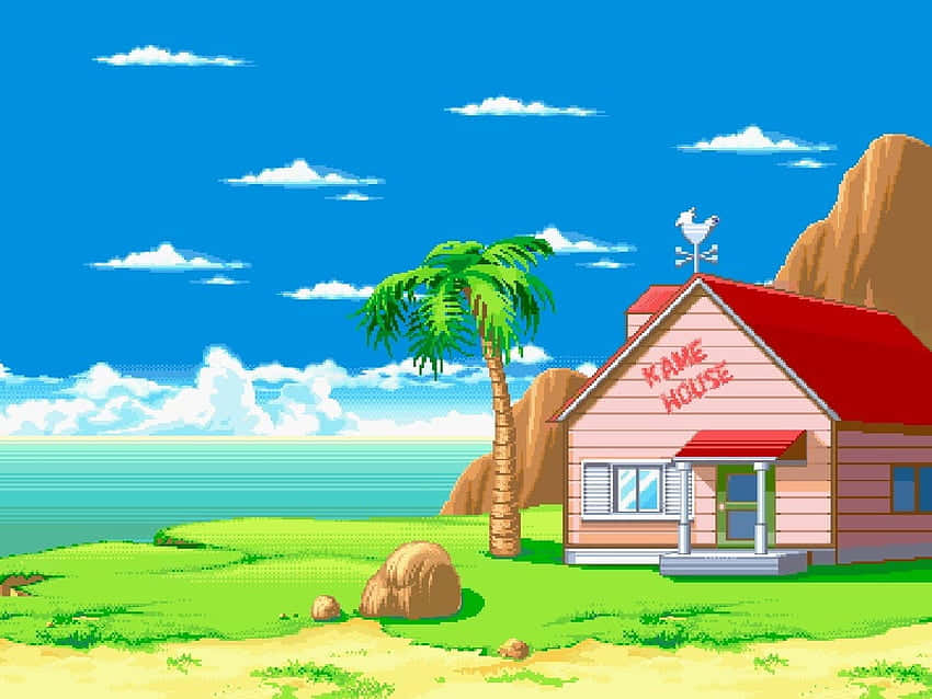 The Iconic Kame House On A Serene Beach Background