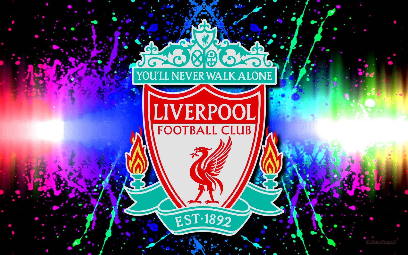 The Iconic Logo Of Liverpool Fc Glows In Brilliant Neon For All Fans To Remember. Background