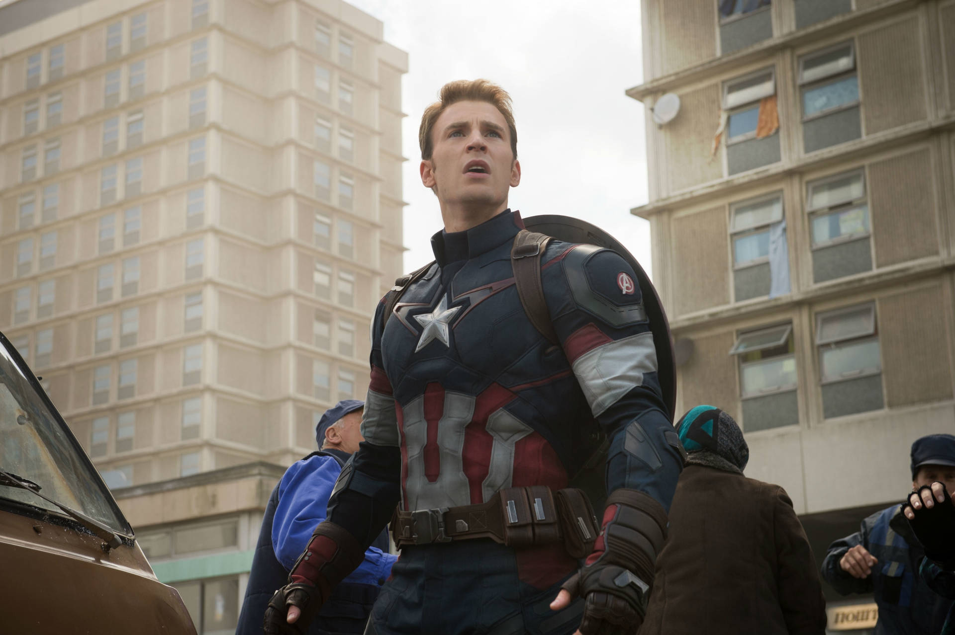 The Iconic Marvel Hero, Captain America Prepared For Action. Background