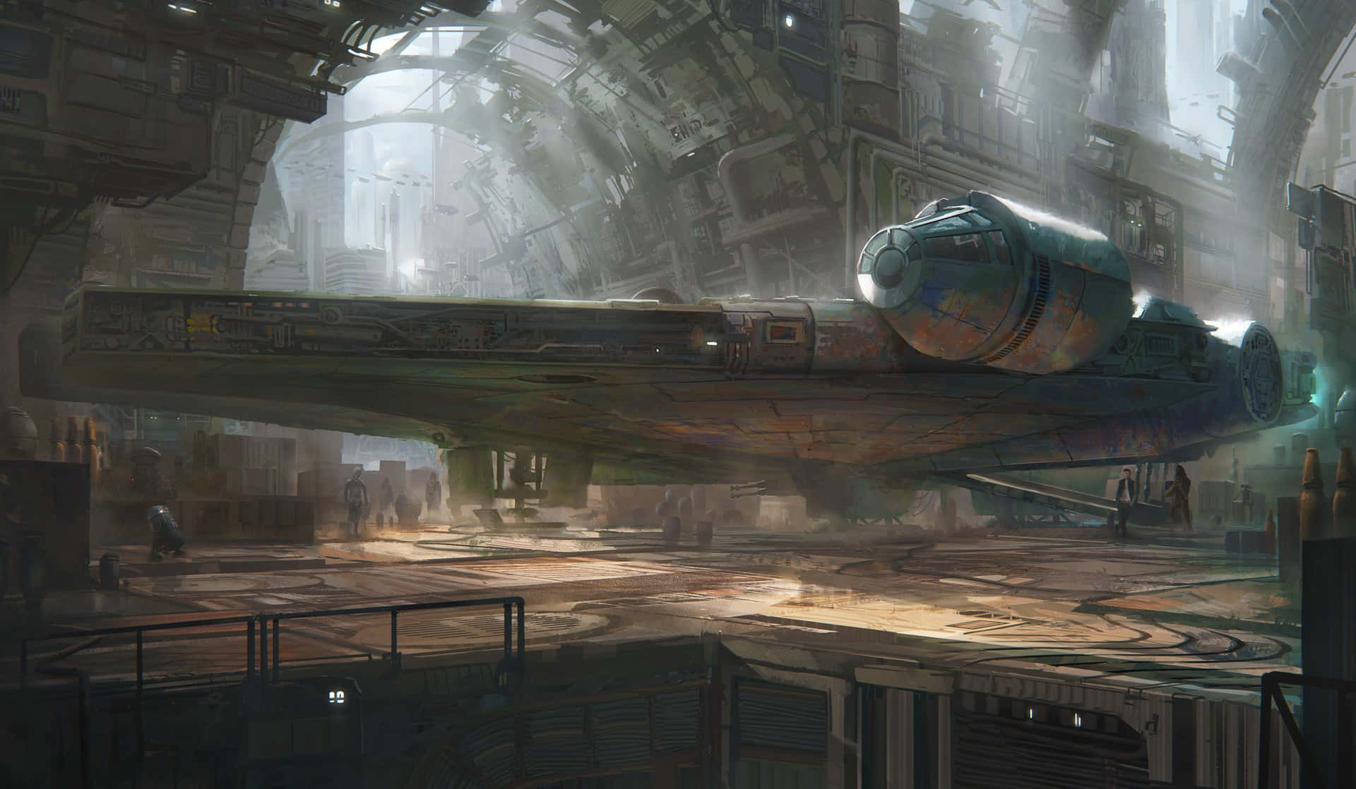 The Iconic Millenium Falcon Hovering Above The Skies