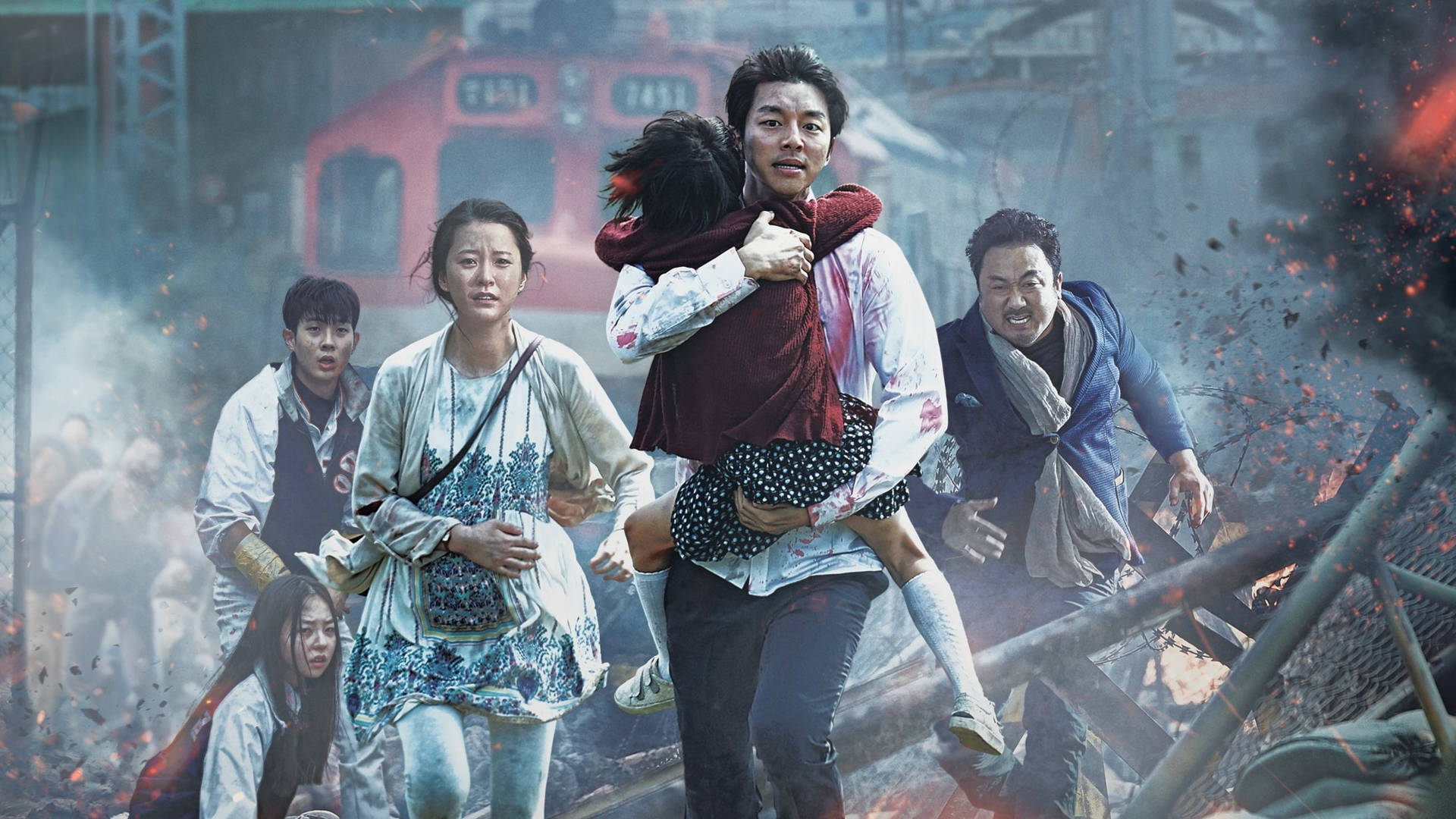The Iconic Movie Scene From Train To Busan, Featuring A Thrilling Zombie Chase. Background