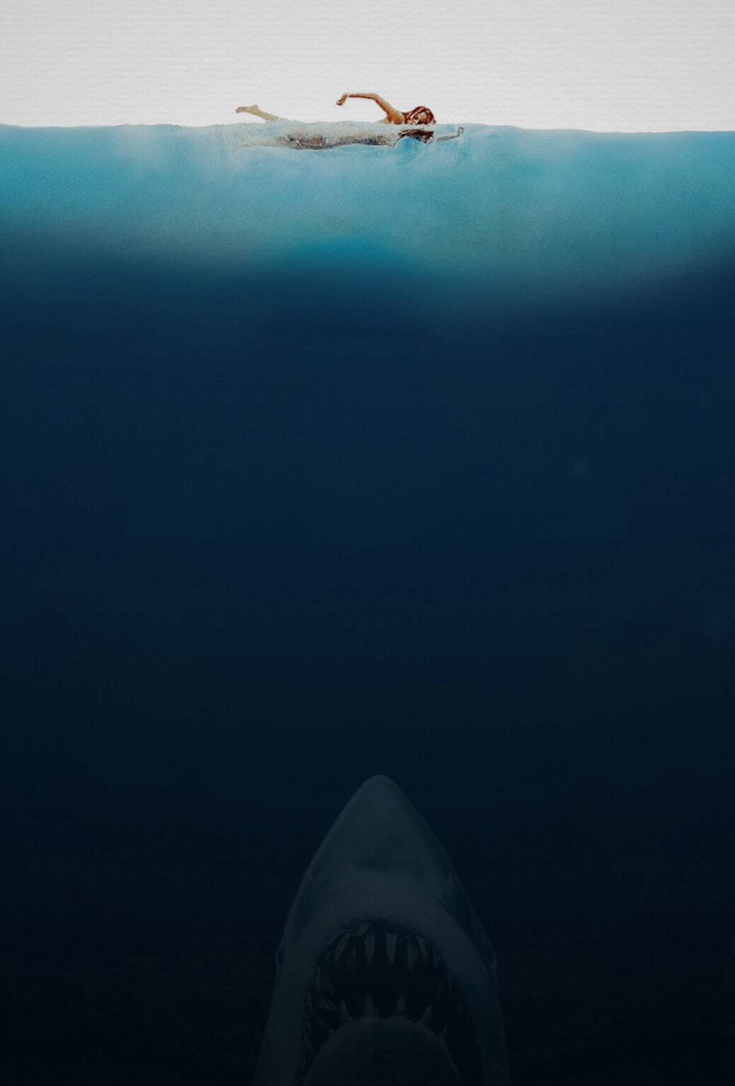 The Iconic Poster For Classic Horror Movie Jaws Background