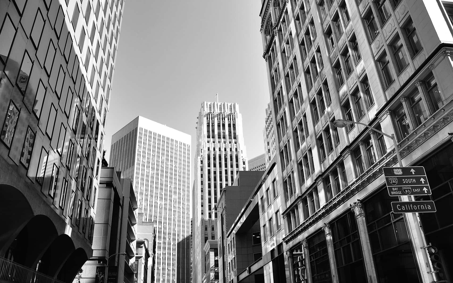 The Iconic San Francisco Skyline In Black And White.