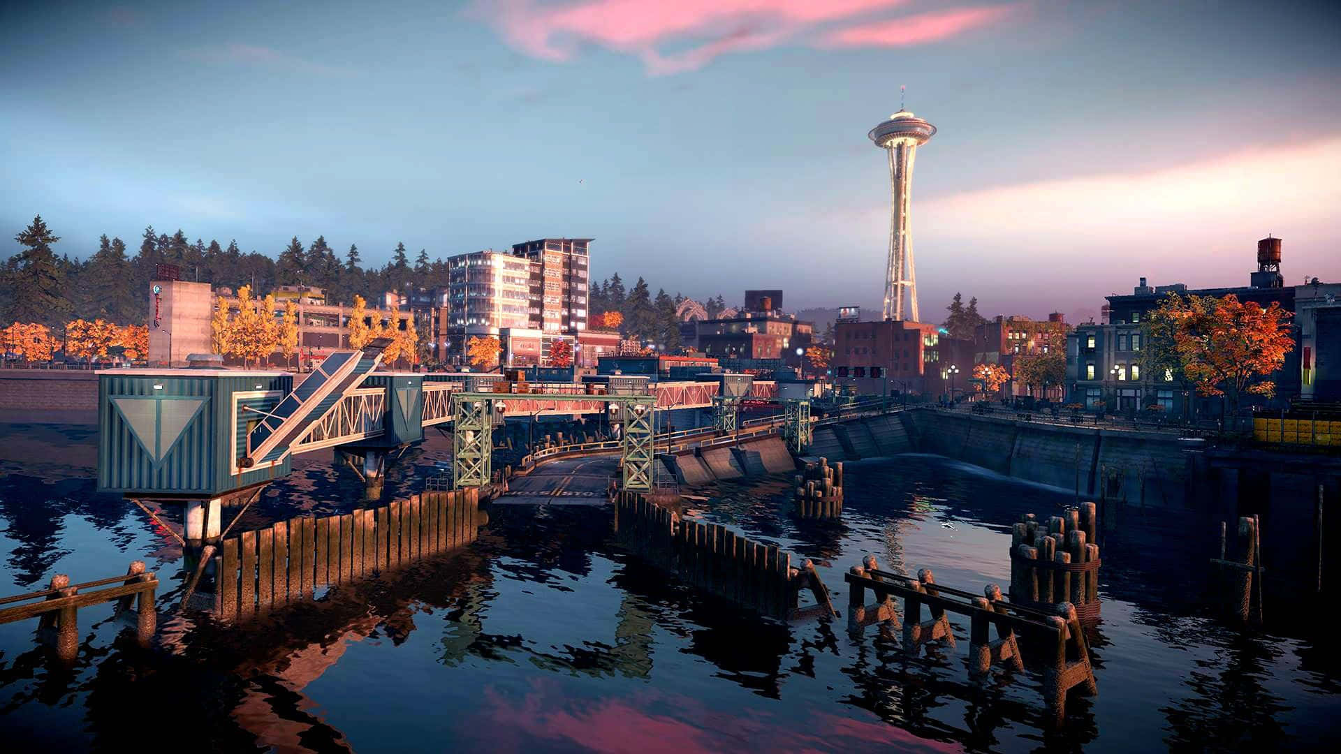 The Iconic Skyline Of Seattle, Washington Background
