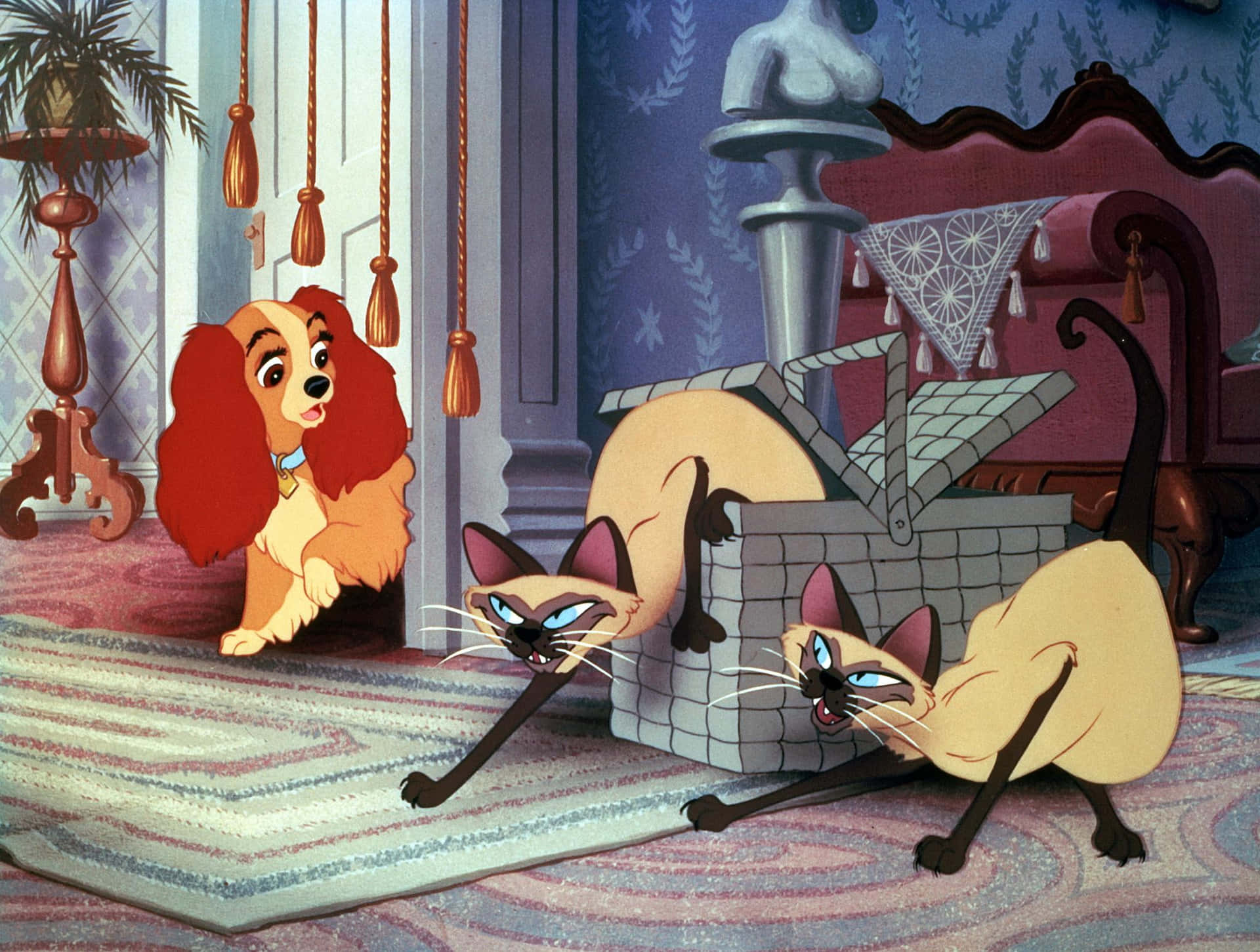 The Iconic Spaghetti Scene From Lady And The Tramp Background