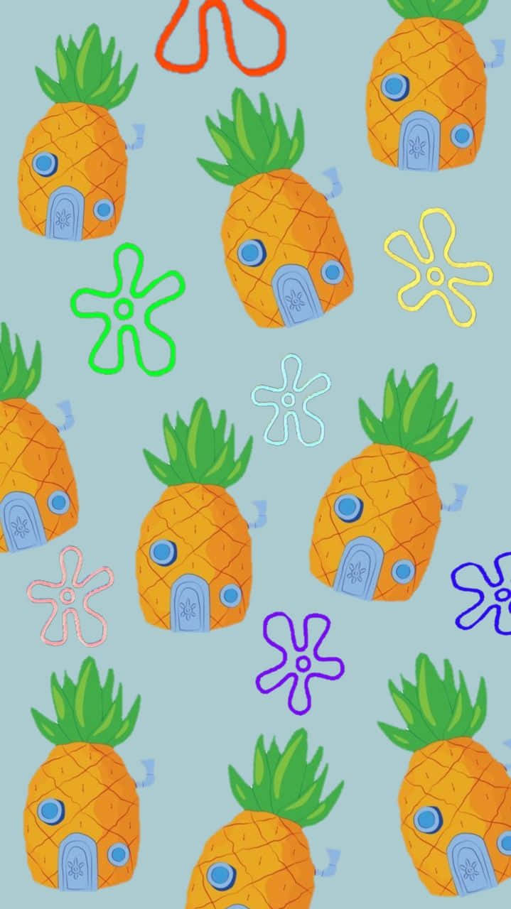 The Iconic Spongebob House, Home Of The Absorbent And Yellow Sponge. Background