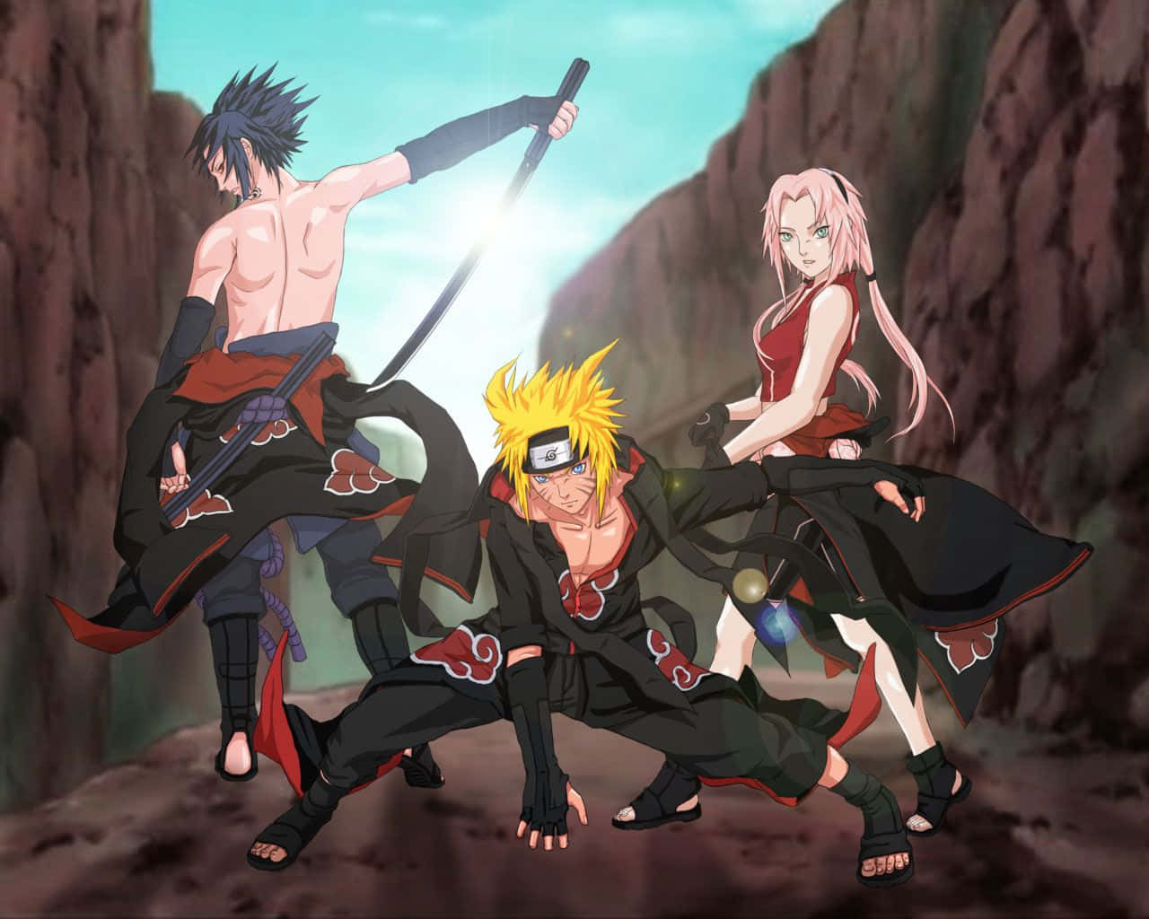 The Iconic Trio Of Team 7: Naruto Uzumaki, Sasuke Uchiha And Sakura Haruno Background