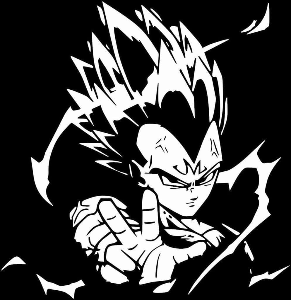 The Iconic Vegeta In Black And White Background