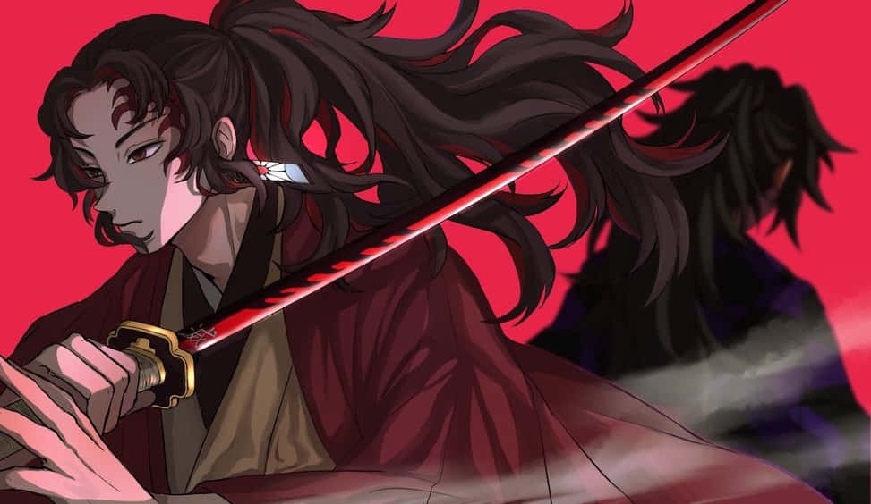 The Intense, Focused Gaze Of Yoriichi Tsugikuni, Powerful Swordsman And Demon Slayer. Background