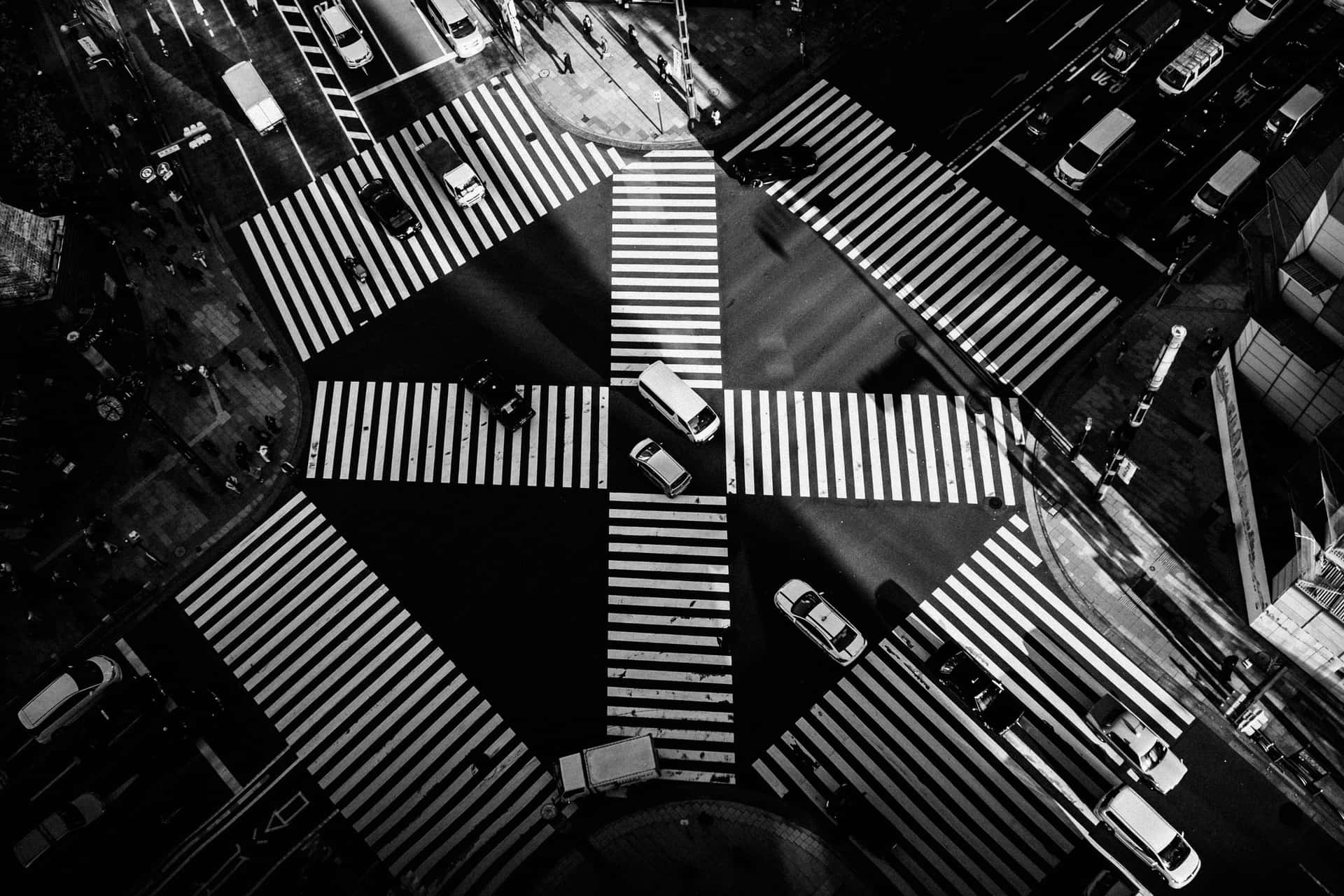 The Japanese Cityscape In Black And White Background