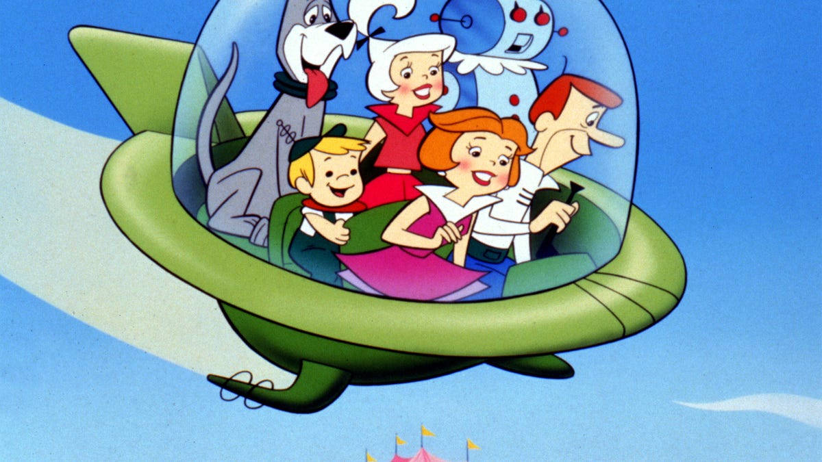 The Jetsons Descending In Space Car Background