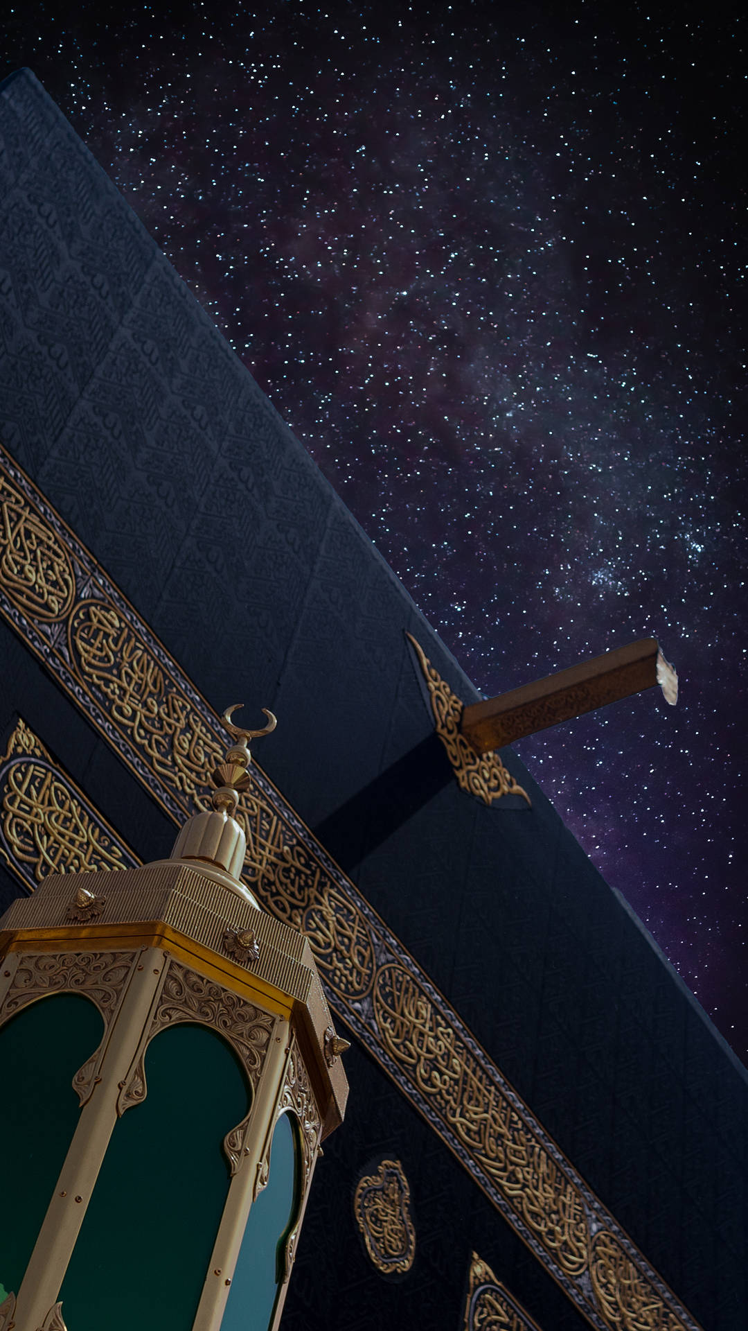 The Kaaba Under Starry Skies Background