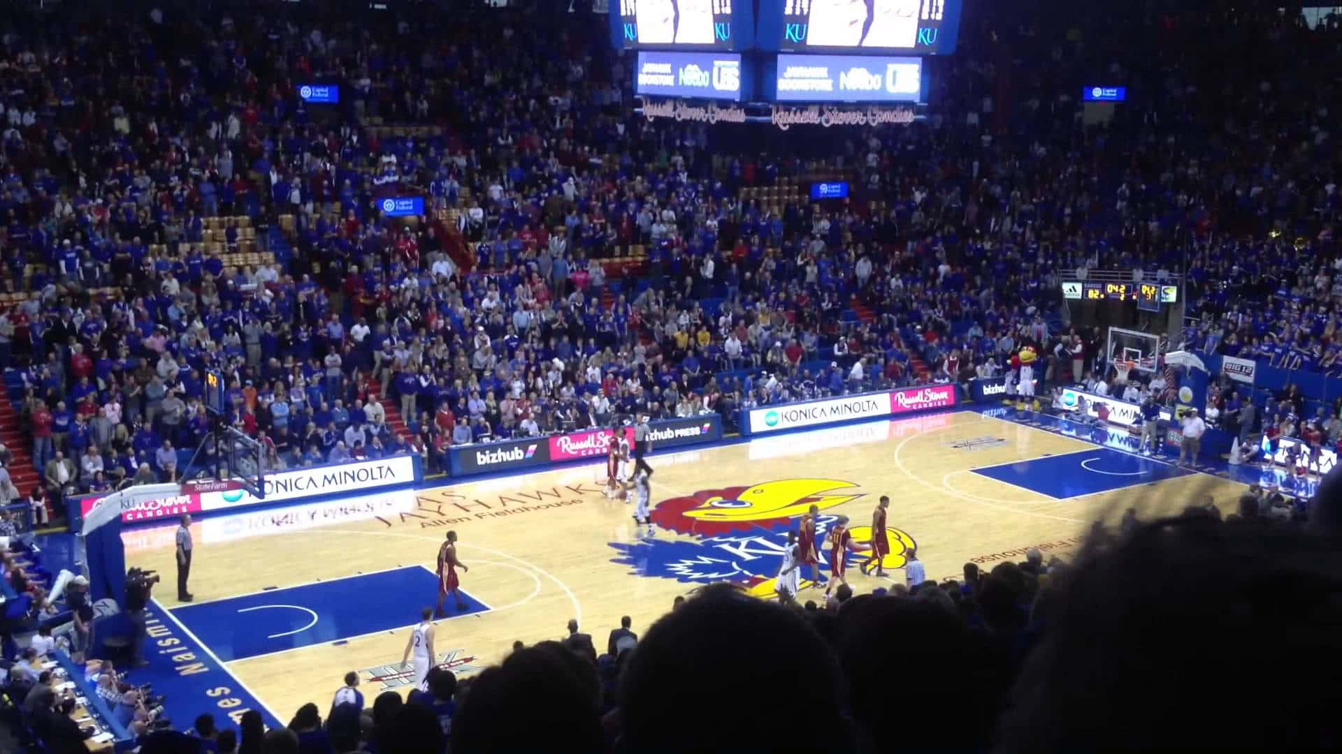 The Kansas Jayhawks Stand Proud And Determined Background