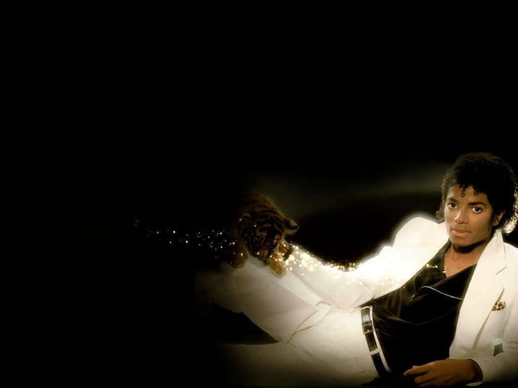 The King Of Pop Michael Jackson Rocking Out In Iconic Thriller Video Background