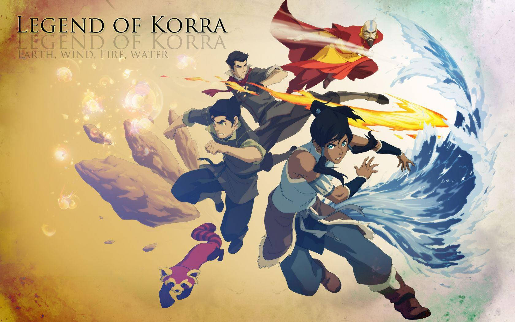 The Legend Of Korra Fire Earth Wind & Water Background