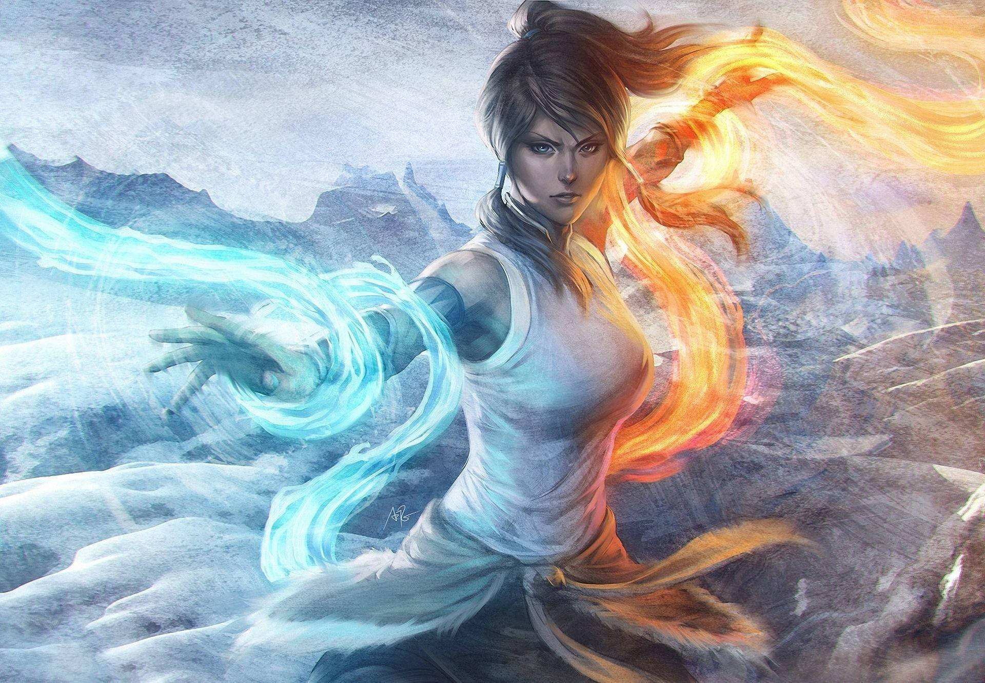 The Legend Of Korra Fire & Water Elements Background
