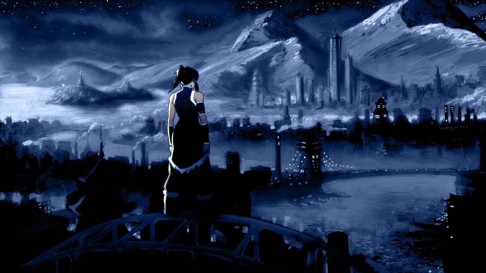 The Legend Of Korra In Icy Republic City Background