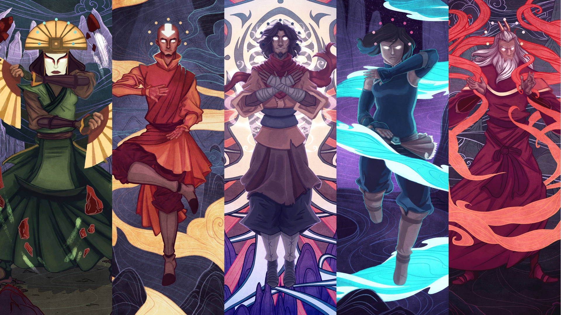 The Legend Of Korra Powerful Character Collage Background