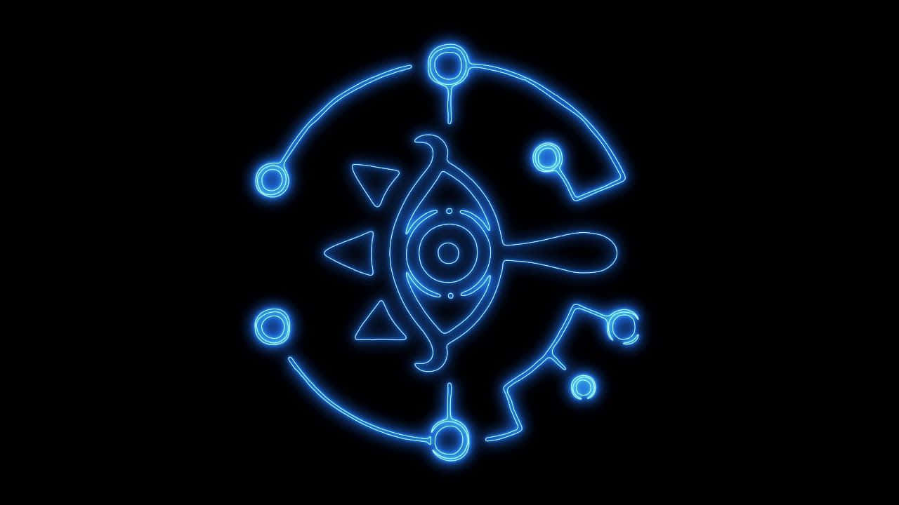 The Legend Of Zelda Logo In Blue Neon Light Background