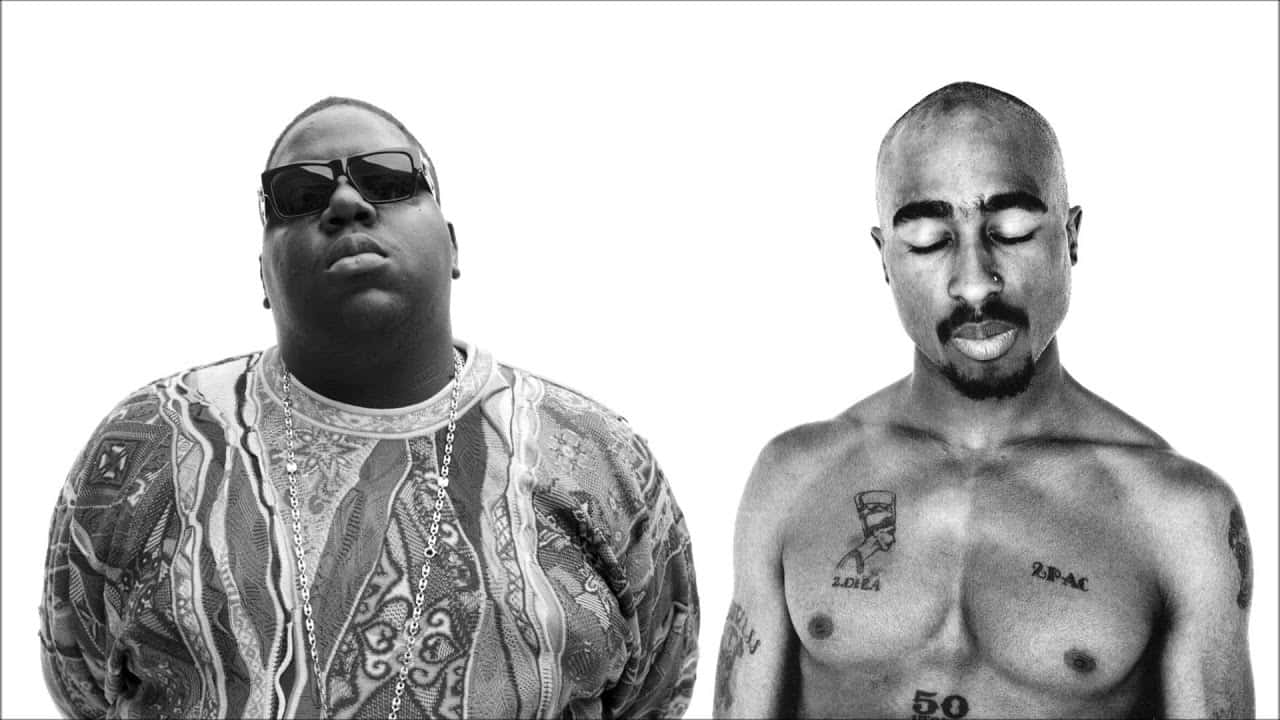 The Legendary 2pac And Biggie Smiling Together Background