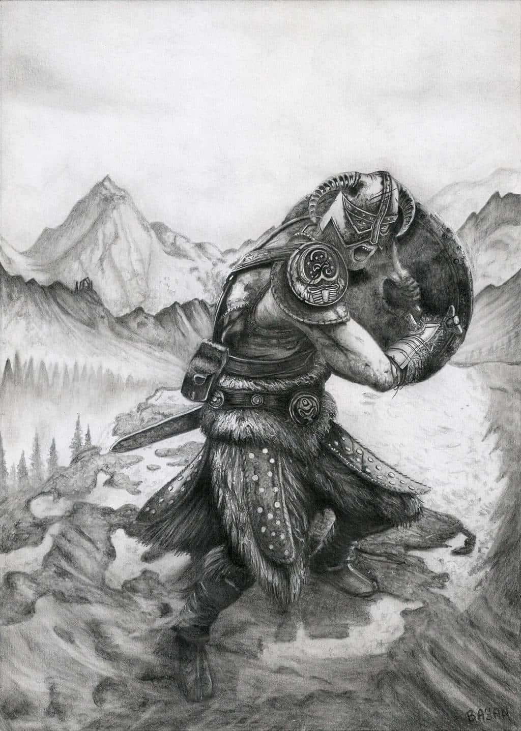 The Legendary Dovahkiin In Action Background