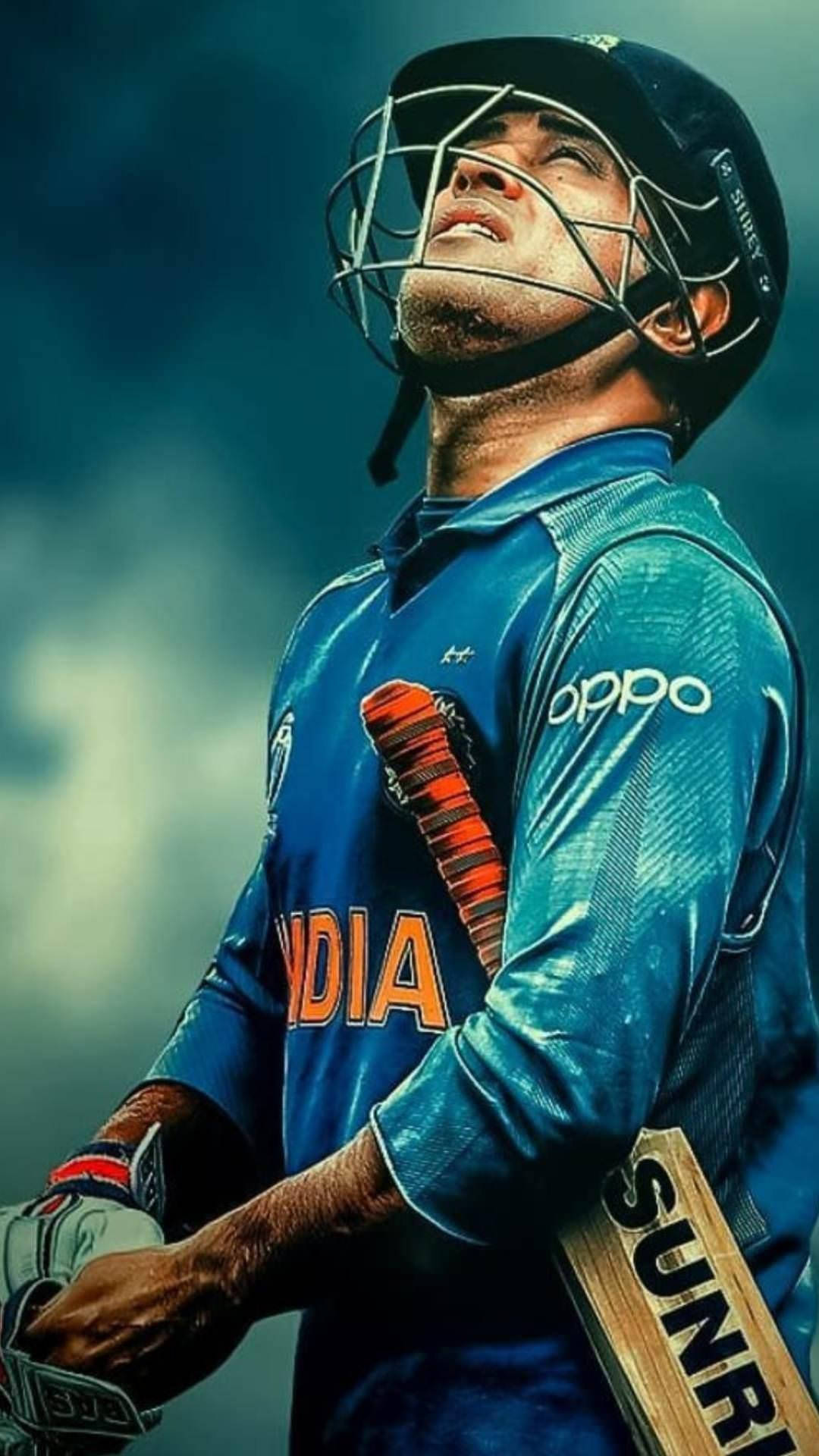 The Legendary Indian Cricket Player, Ms Dhoni On Field Background