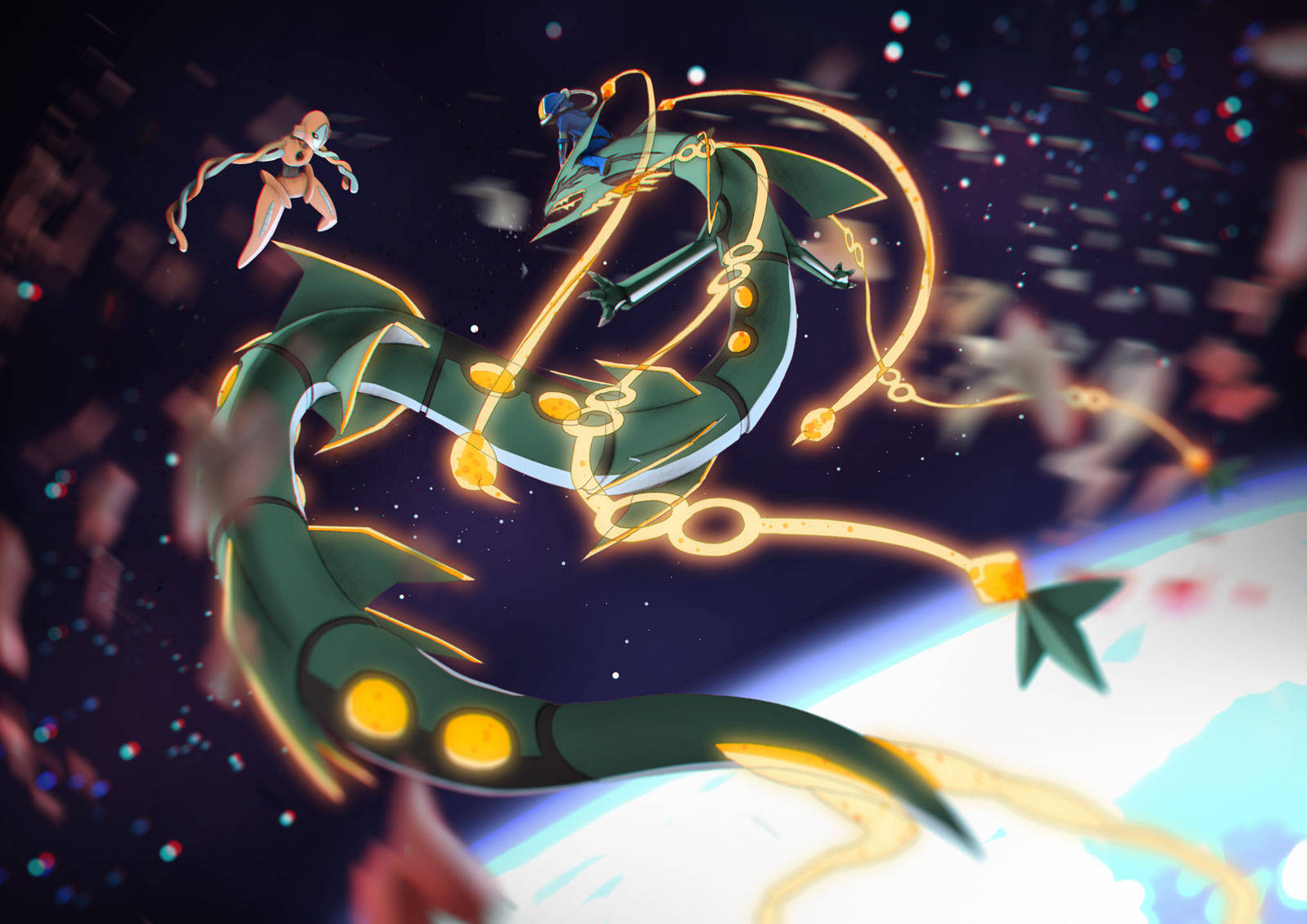 The Legendary Rayquaza Waging War In Space