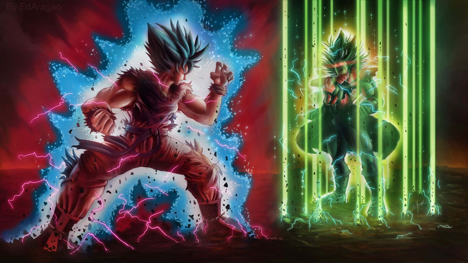 The Legendary Super Saiyan Broly In Action Background