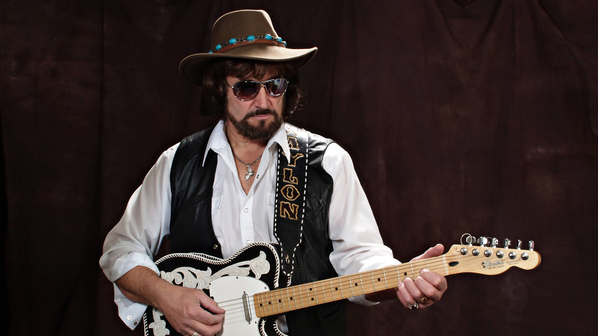 The Legendary Waylon Jennings Wearing Sunglasses Background