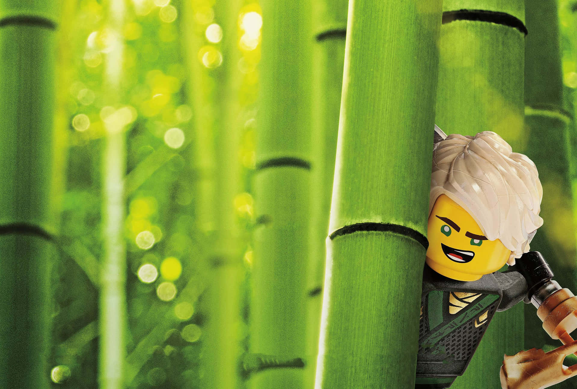 The Lego Ninjago Movie Lloyd Clinging On Tree Background