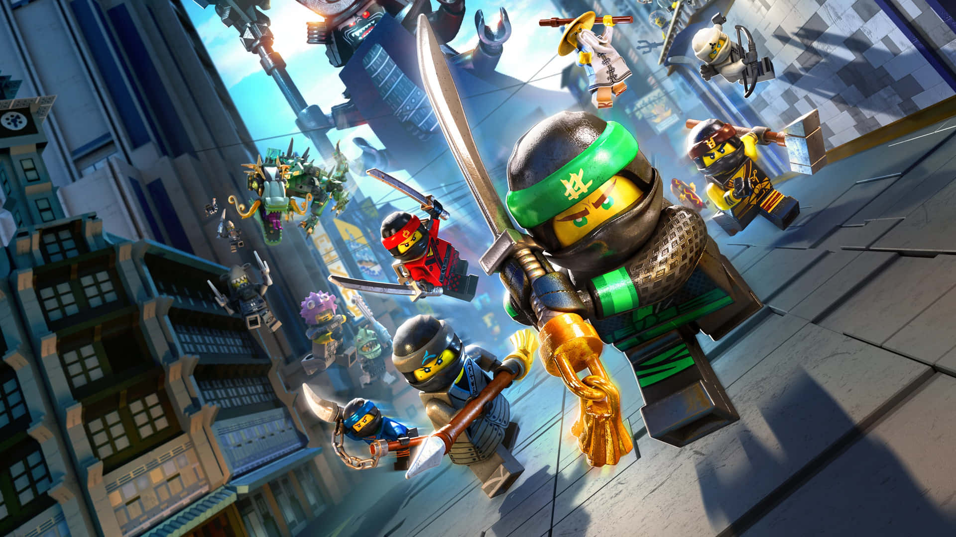 The Lego Ninjago Movie Lord Garmadon Chasing Ninjas Background