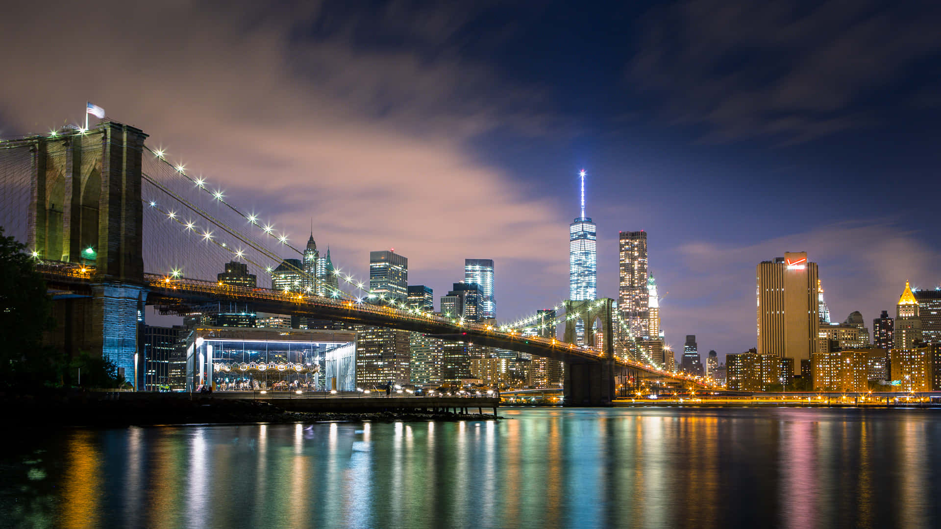 The Lights Of The City At Night Background