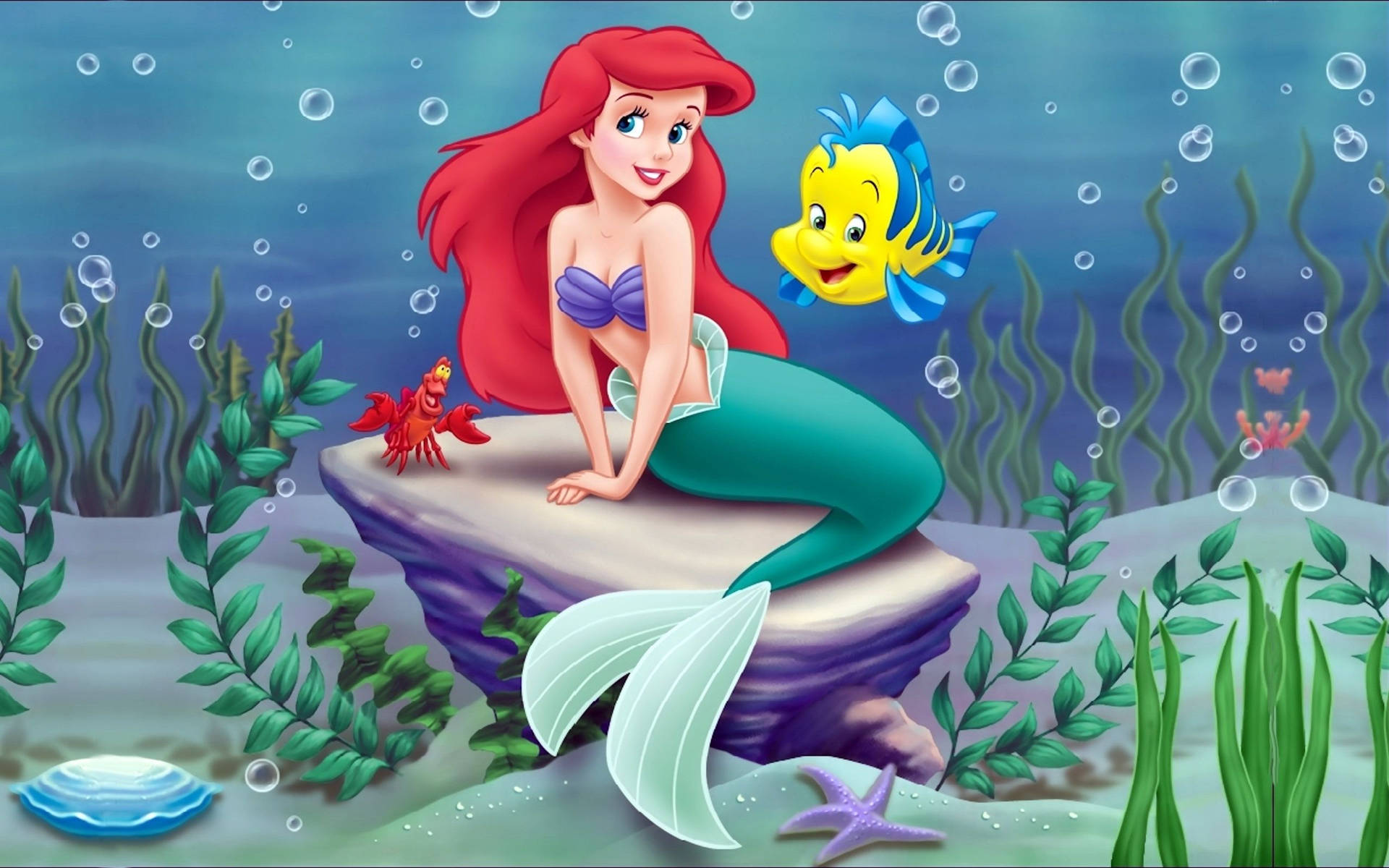The Little Mermaid Ariel And Flounder Background