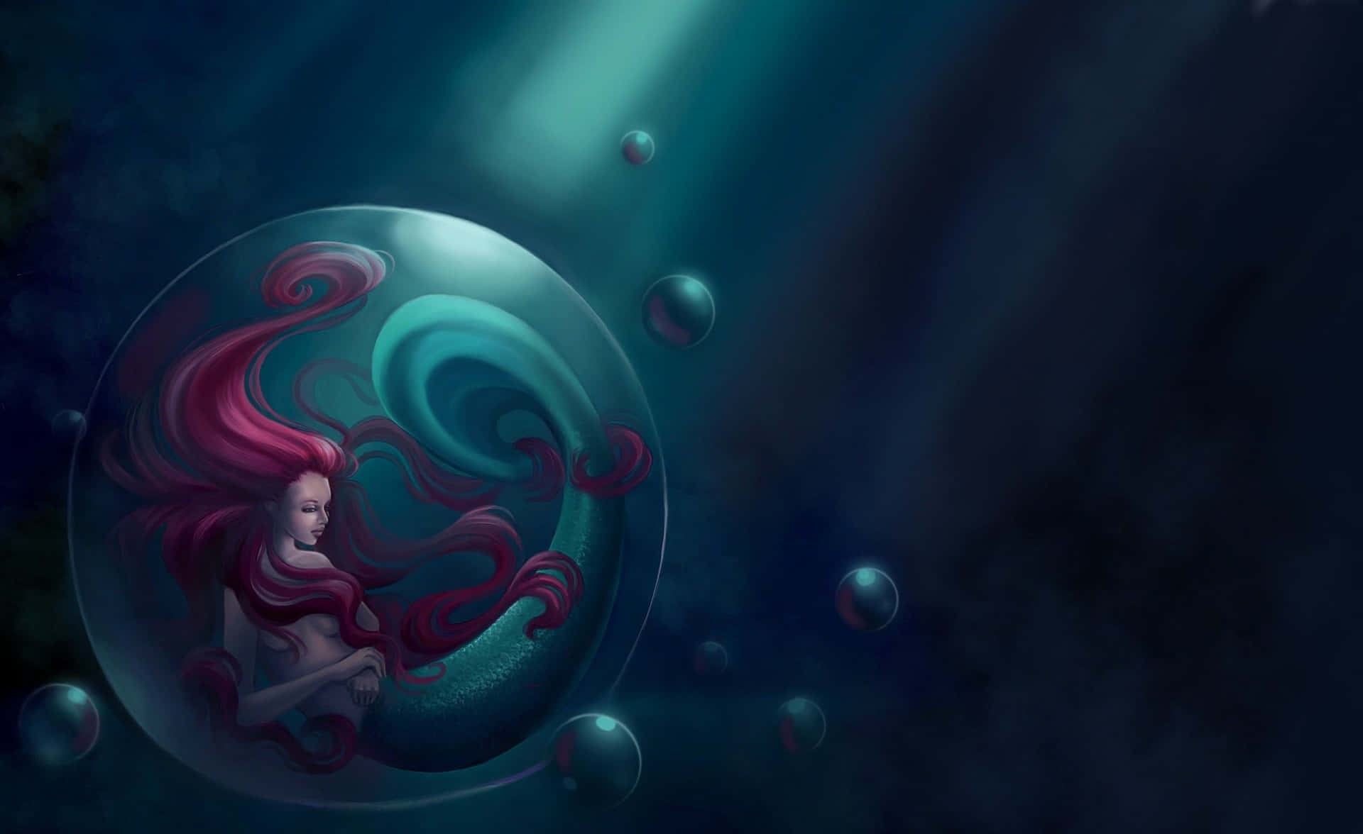 The Little Mermaid In A Bubble Digital Art Background