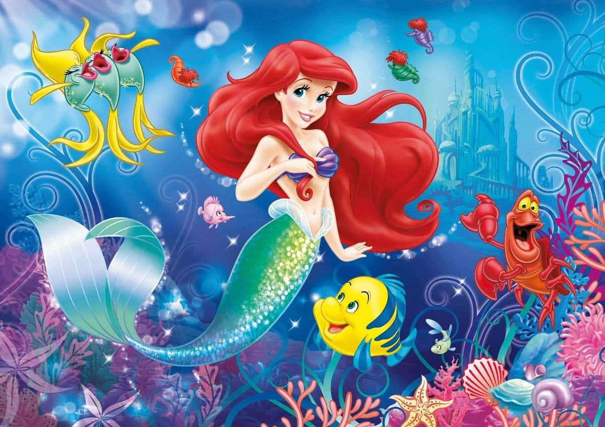 The Little Mermaid Under The Sea Background