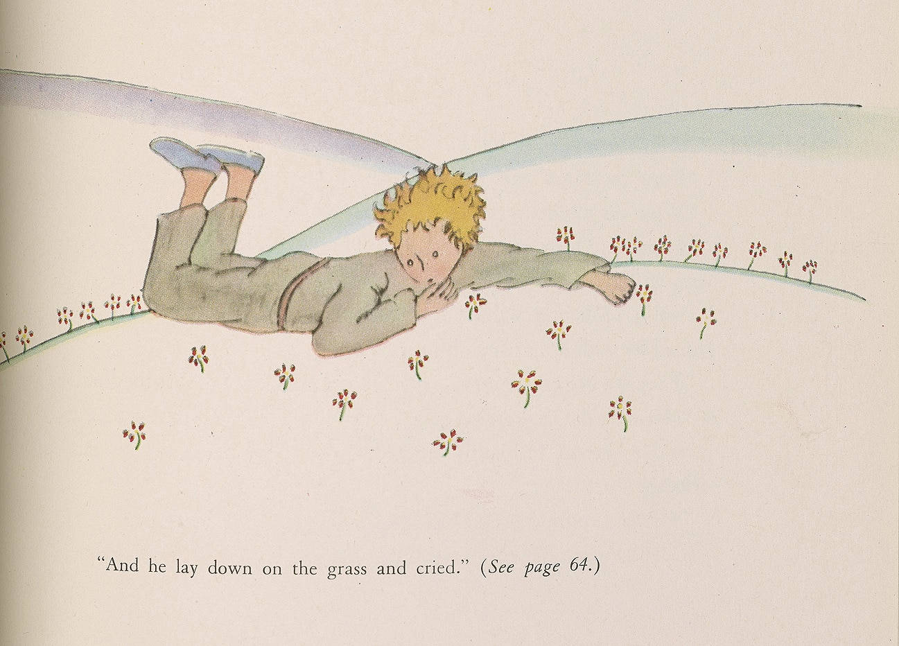 The Little Prince Lying On Ground Background