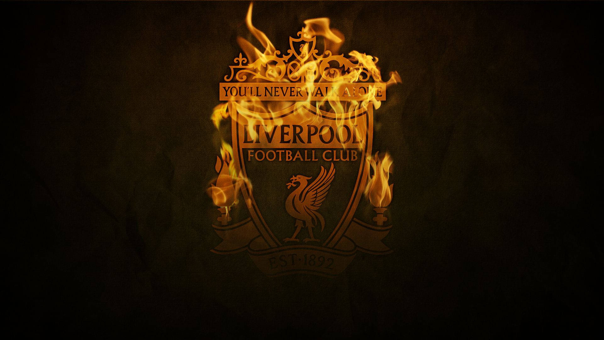 The Liverpool Fc Logo Is On Fire Background